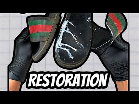 how to remove scuff marks from gucci slides|HOW TO RESTORE GUCCI SLIDES ‼️ .